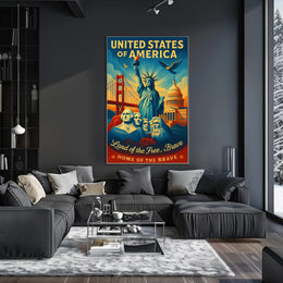 United States of America Land of the Free Poster PosterGoat