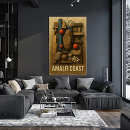 Amalfi Coast Art Poster Scenic Cliffside Decor 18x24