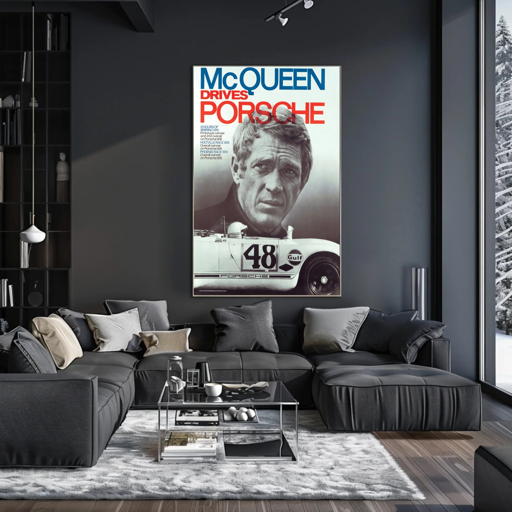 McQueen Drives Porsche Poster