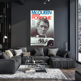 McQueen Drives Porsche Poster