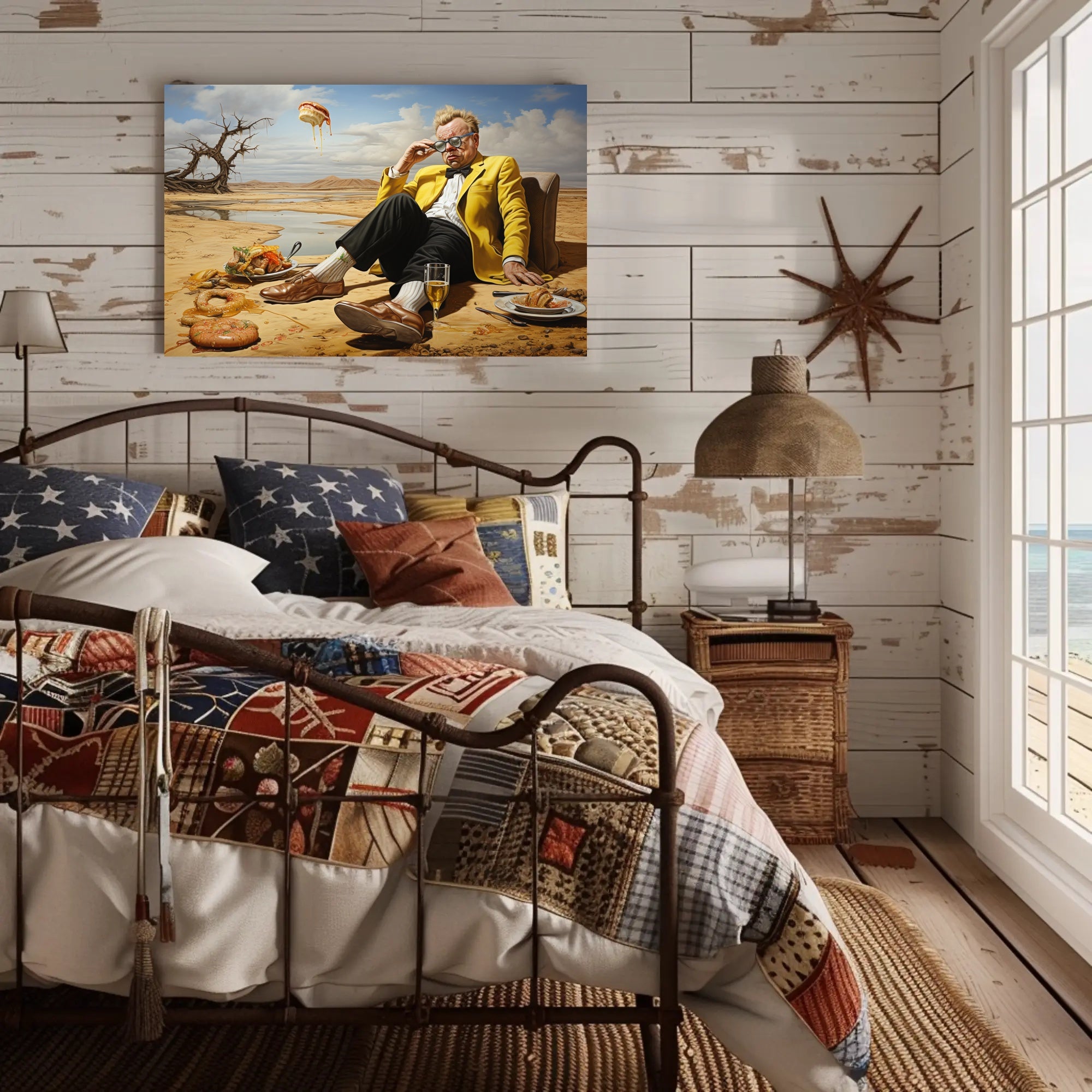 Desert Whimsy: Surreal Oasis Scene Artistic Poster
