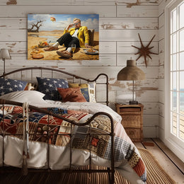 Desert Whimsy: Surreal Oasis Scene Artistic Poster