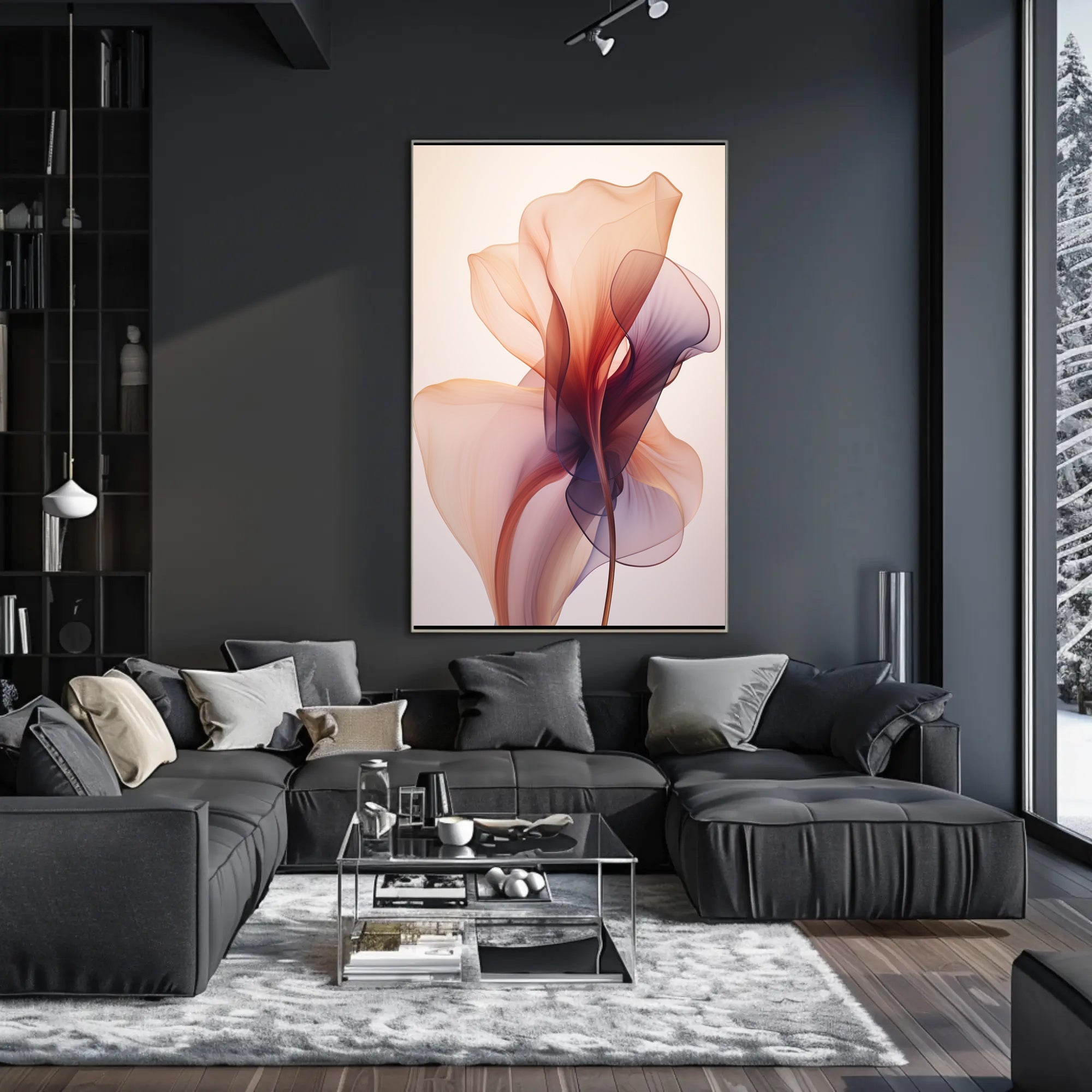 Elegant Floral Abstract: Serene Pastel Art Poster
