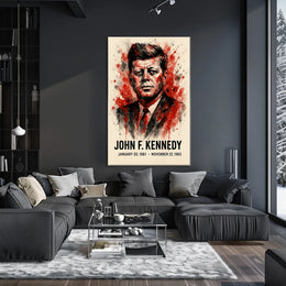 Iconic JFK Tribute Vintage Presidency Portrait Patriotic Realism Wall Art Poster