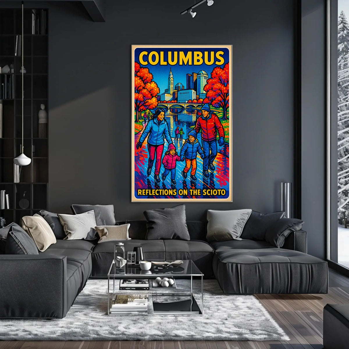Columbus Reflections On The Scioto Poster