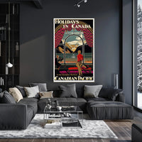 Canadian Rockies Vintage Travel View, Inviting Adventure Travel Poster PosterGoat