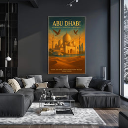 Abu Dhabi's Iconic Blend: Cultural Cityscape Travel Poster