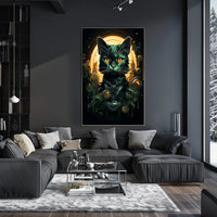 Majestic Black Cat Mystical Art Poster Decor