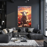 Sheep in Bloom: Serene Animal Poster