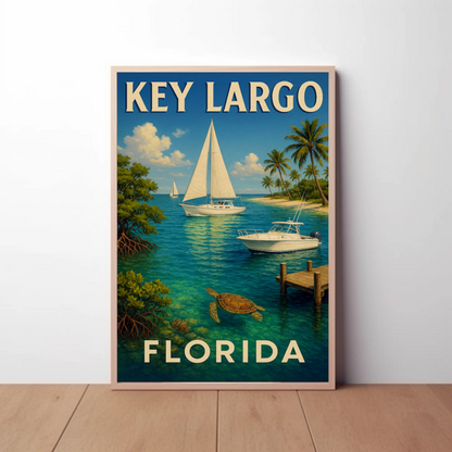 Key Largo Florida Tropical Boats Beach Poster