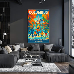 Columbus Reflections On The Scioto Poster