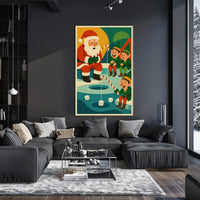 Santa's Whimsical Christmas Fishing Adventure Poster