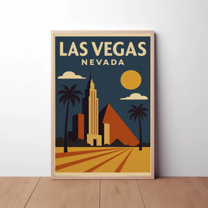 Las Vegas Nevada Geometric Retro Buildings Art Poster