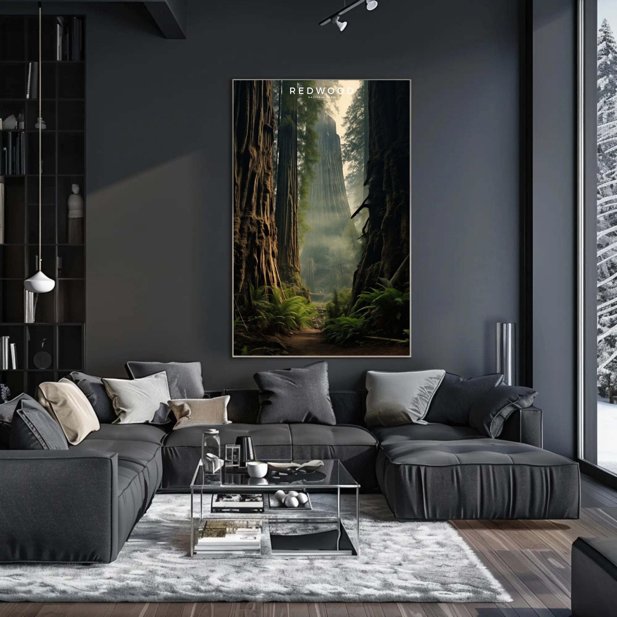 Redwood Forest Travel Poster Tranquil Wall Art Print