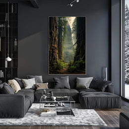 Redwood Forest Travel Poster Tranquil Wall Art Print
