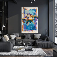 Vibrant Sea Turtle Art Print Poster for Home Decor PosterGoat