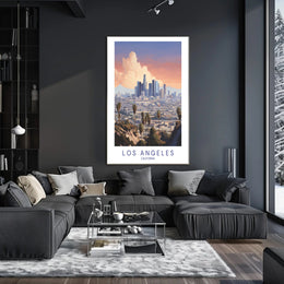 Los Angeles Skyline Serene Illustration Urban or Cityscape Poster PosterGoat