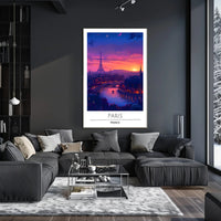 Paris Sunset with Eiffel Tower Urban or Cityscape Poster
