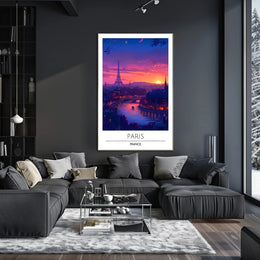 Paris Sunset with Eiffel Tower Urban or Cityscape Poster