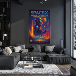 SpaceX Rocket Launch Vibrant Futuristic Sci-Fi Poster