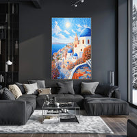 Santorini Coastal Art Print with Mediterranean Flair - Travel Poster