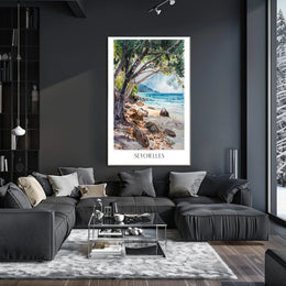 Seychelles Beach Scene Poster