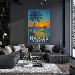 Naples Florida Sunset Poster Wall Art 18x24 Coastal Decor
