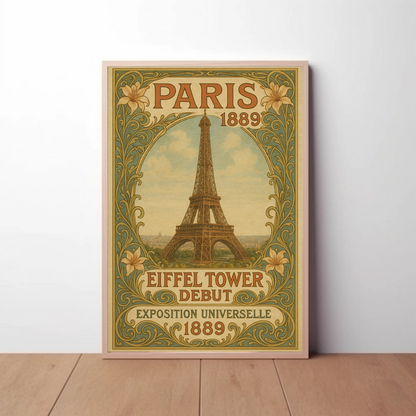 Paris 1889 Eiffel Tower Debut Art Nouveau Travel Poster