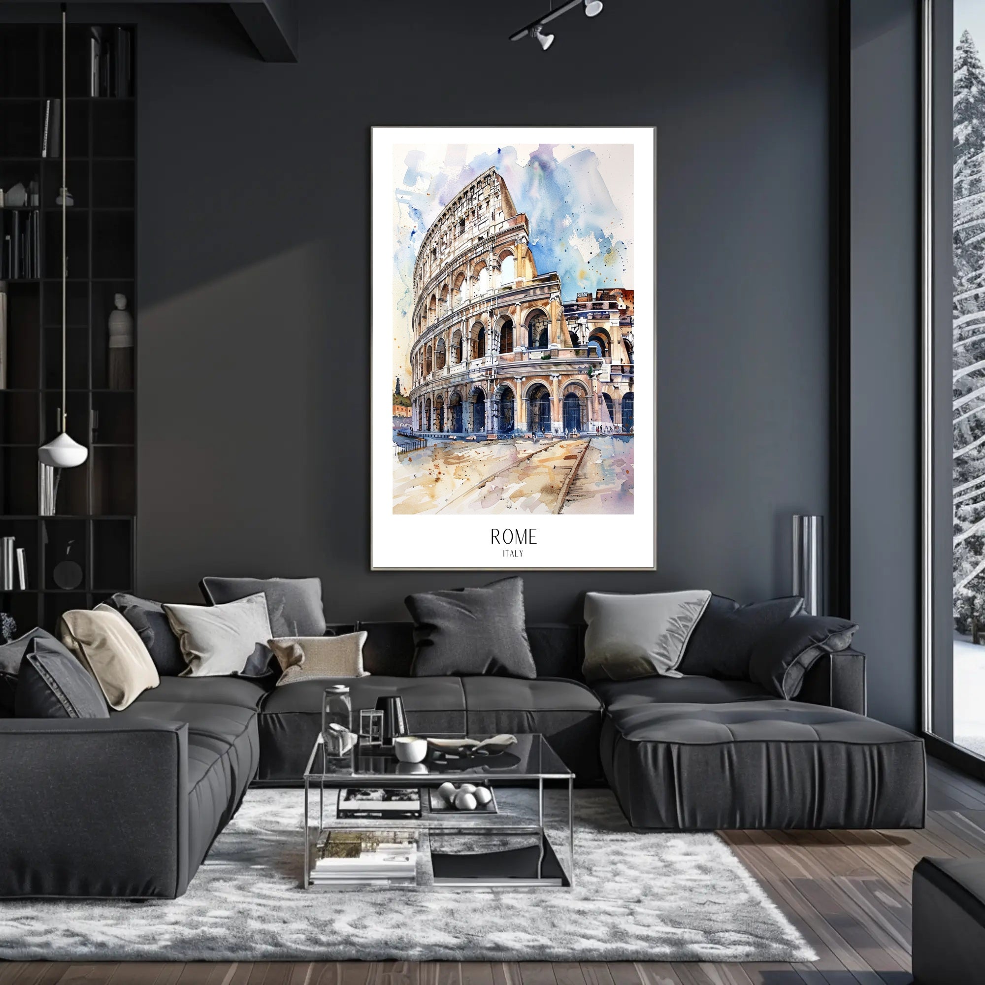 Colosseum Watercolor Illustration, Vibrant Travel Poster PosterGoat