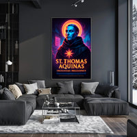 St. Thomas Aquinas Neon Portrait Cultural or Heritage Poster