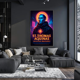 St. Thomas Aquinas Neon Portrait Cultural or Heritage Poster