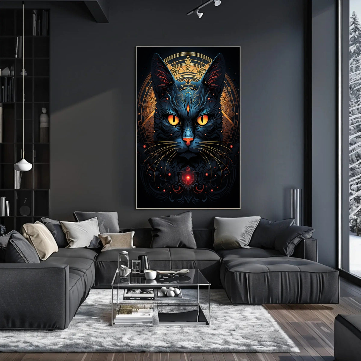 Stylized Symmetrical Cat Art Print - Animal Poster