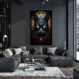 Stylized Symmetrical Cat Art Print - Animal Poster