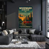 Woodward Avenue Detroit Vintage Cultural Heritage Poster