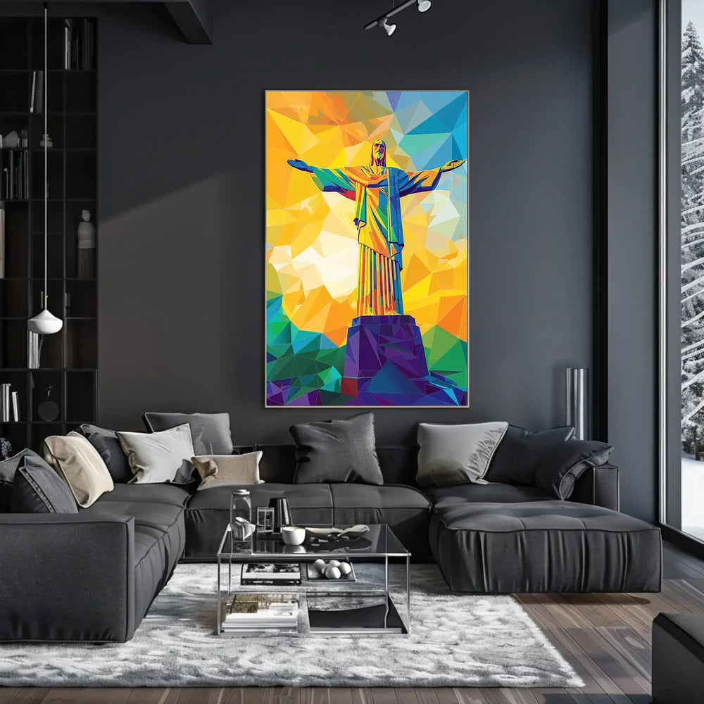 Vibrant Geometric Christ the Redeemer Art Poster