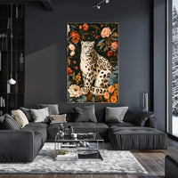 Majestic Snow Leopard Wall Art in Bloom