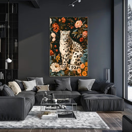 Majestic Snow Leopard Wall Art in Bloom