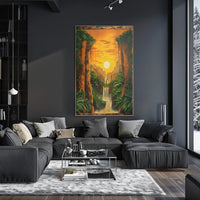 Majestic Waterfall Tropical Landscape Art Poster