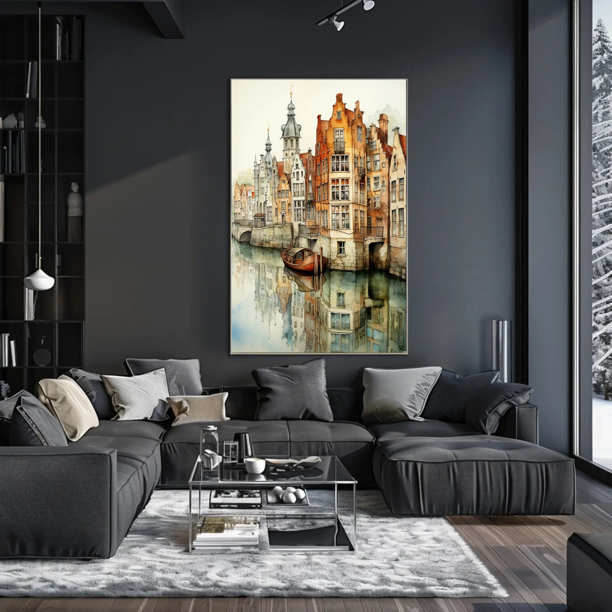 Renaissance Europe scene: Picturesque canal cultural heritage poster