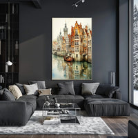Renaissance Europe scene: Picturesque canal cultural heritage poster