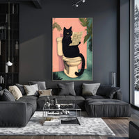Curious Cat Poster Whimsical Bathroom Art Print