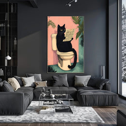 Curious Cat Poster Whimsical Bathroom Art Print