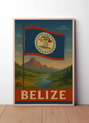 Belize Retro Travel Art Poster