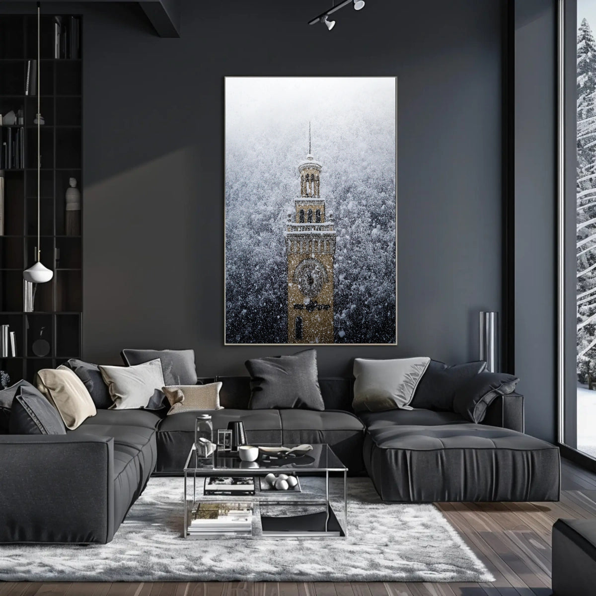 Snow-Covered Clock Tower Poster