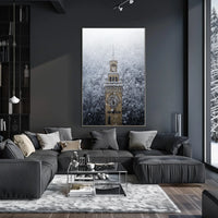 Snow-Covered Clock Tower Poster