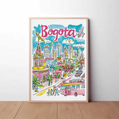 Bogota Colombia Colorful Urban Skyline Travel Poster