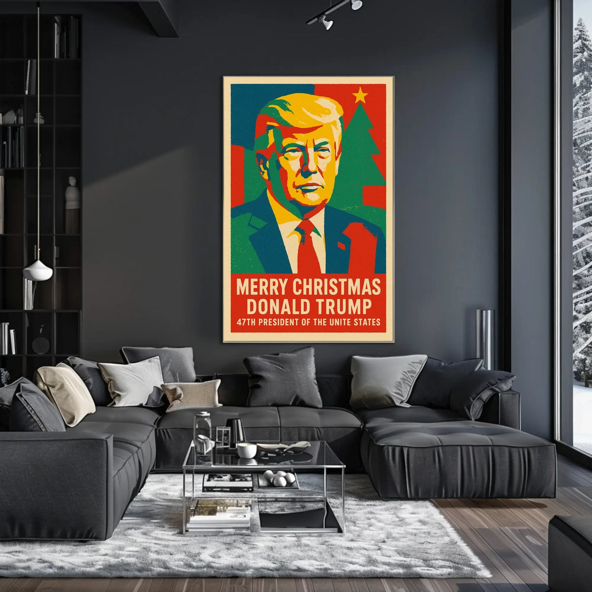 Trump Christmas Spirit Illustration Celebrating Presidential Legacy Poster