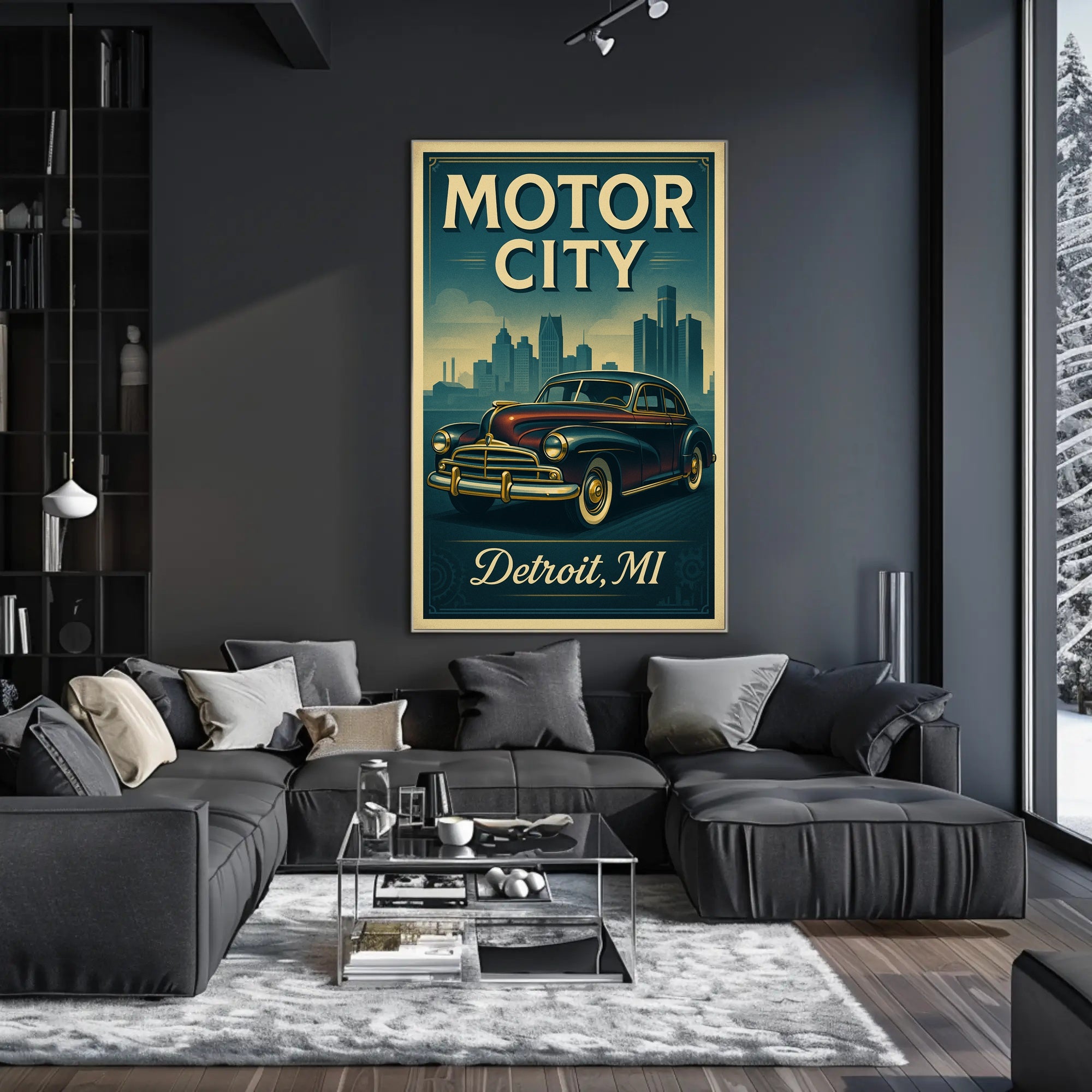 Motor City Detroit Vintage Poster Art Print PosterGoat