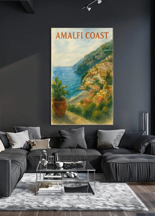 Amalfi Coast Poster Wall Art 18x24 Inches Seaside Decor