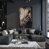 Skeletal Hand with Quill Art Print - Abstract Poster
